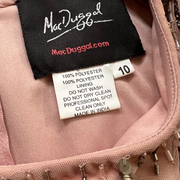 NWT Mac Duggal Embellished Full Length Layered Sleeve Gown 93582 Vintage Rose - Picture 7 of 9